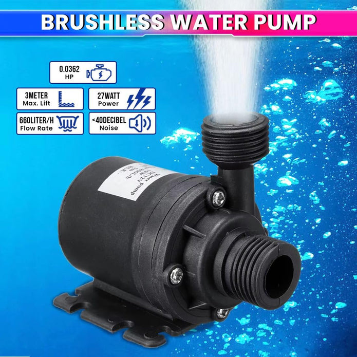 DC 12V Submersible Water Pump Durable Brushless Motor with Flow Capacity 600 LPH & Water Lift 3.5m