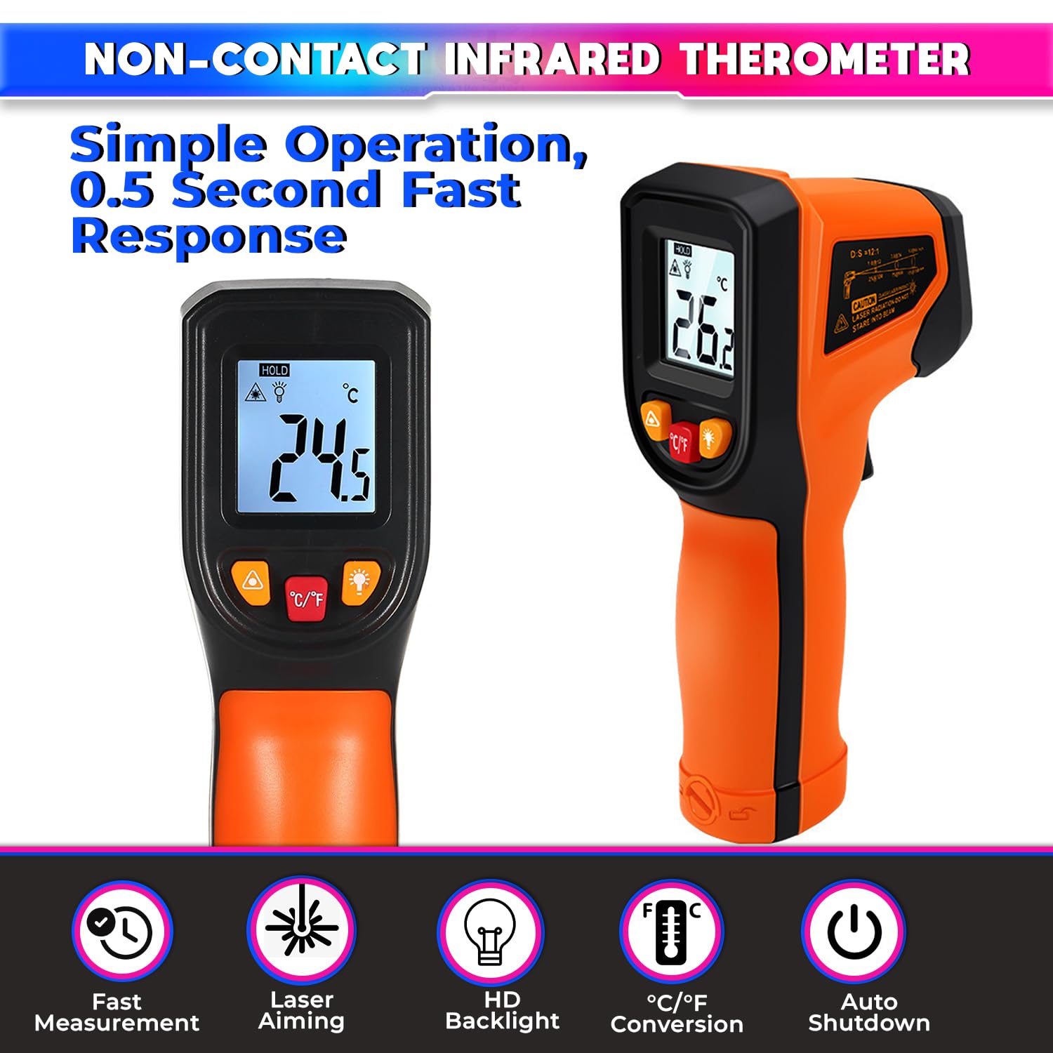 Infrared Thermometer for Industrial Use, -50°C to 600°C Laser Temperature Gun with Fast Measurement amiciKart c0tmiz-hs.myshopify.com