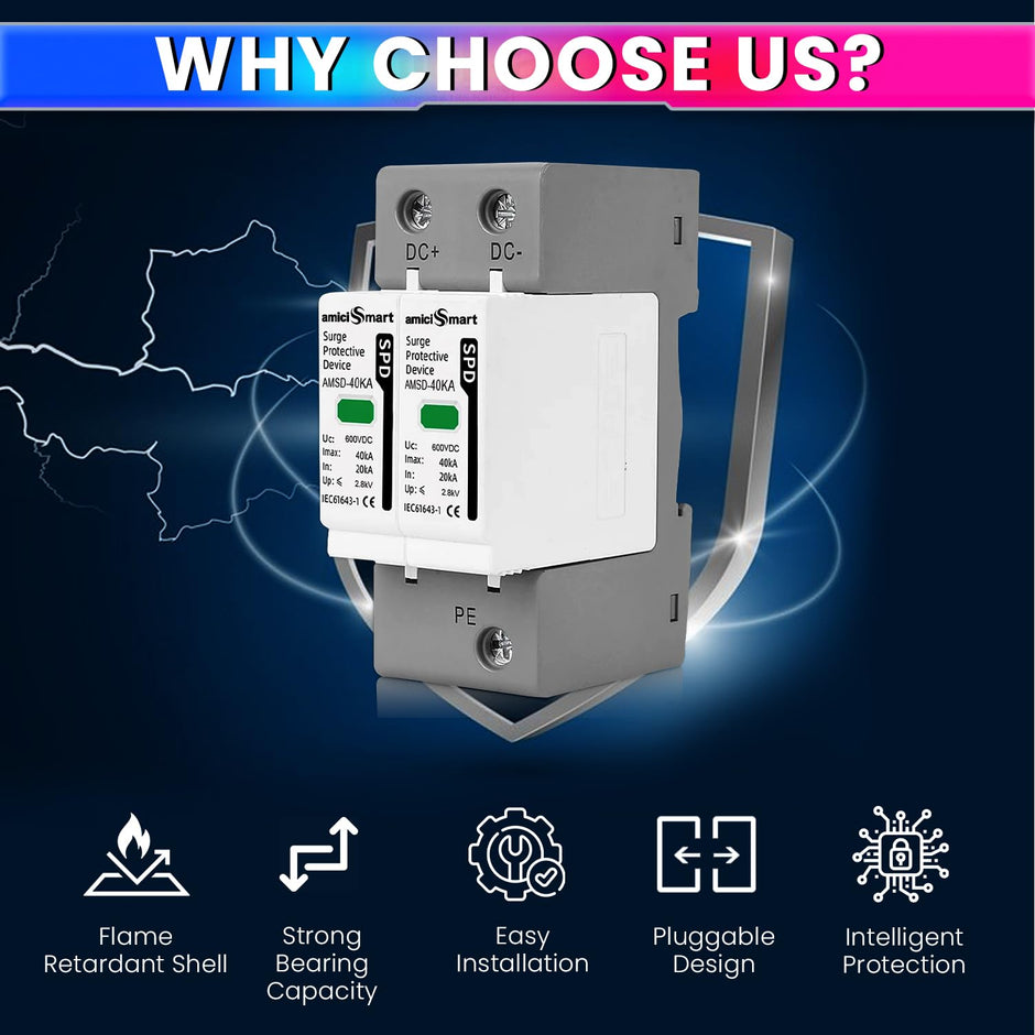 DC SPD Surge Protective Device 20KA 40KA Voltage Protector for Solar PV Systems