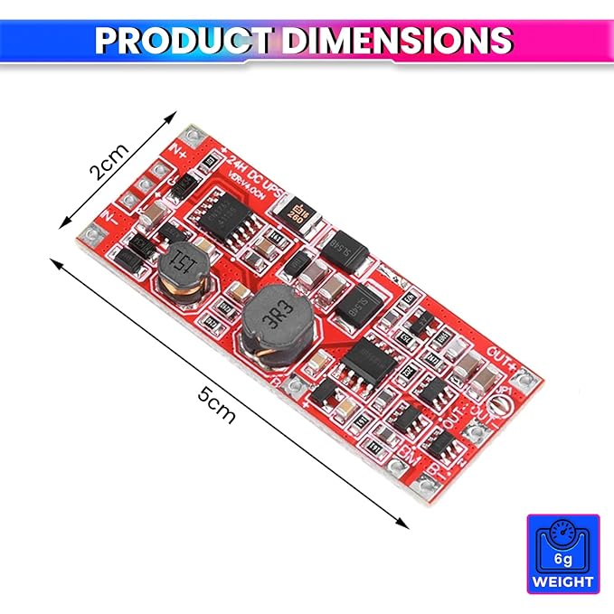 DC 12V/15V UPS Power Supply Module – 24W Backup with Step-Up Converter & Battery Protection