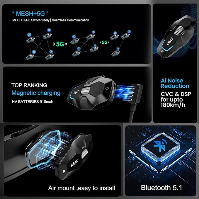 EJEAS X10 Motorcycle Bluetooth Mesh communication – 10 Rider Headset with DSP Noise Cancellation amiciKart c0tmiz-hs.myshopify.com