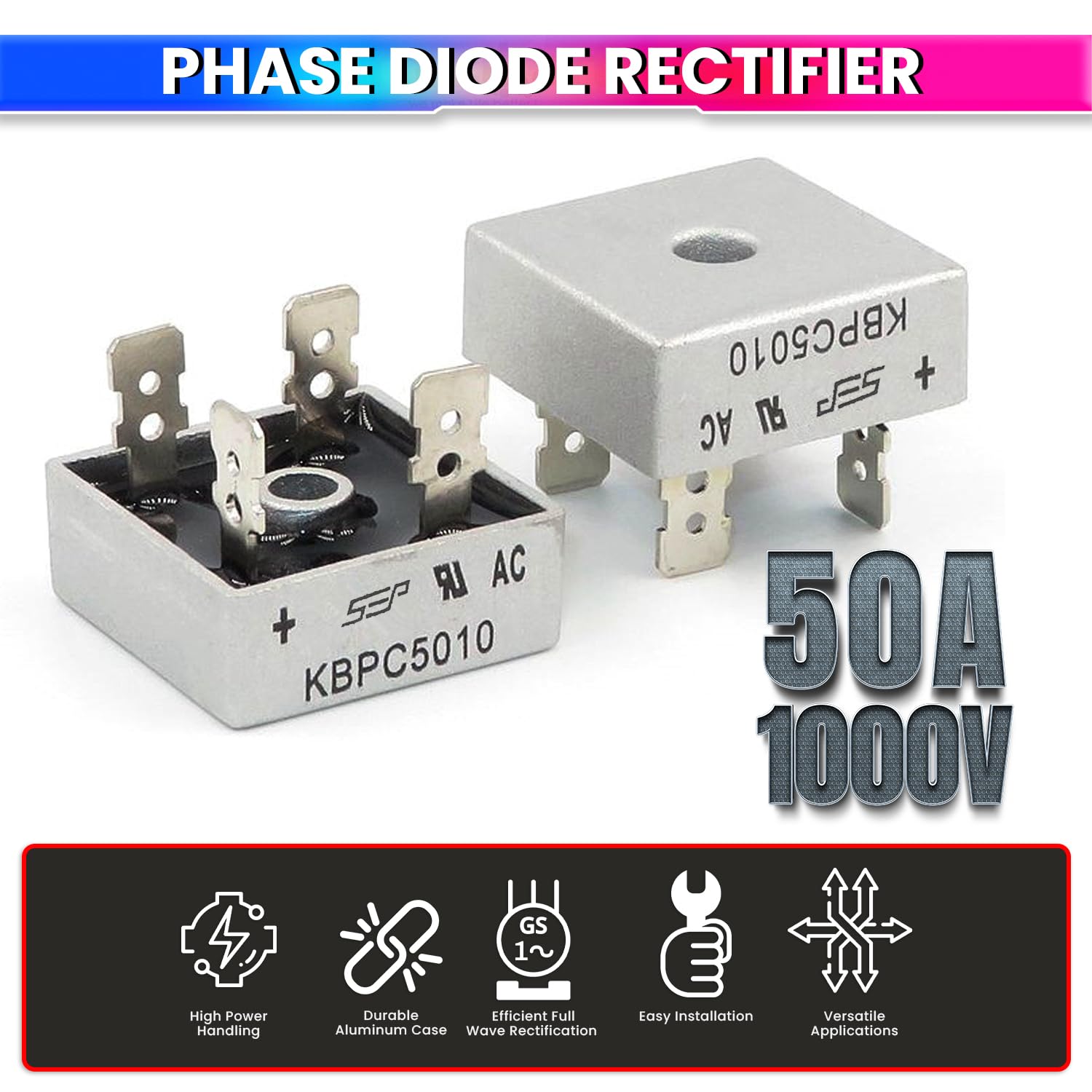 Single-Phase Bridge Rectifier, Aluminum Case Converter for Welding, Solar & Industrial Use