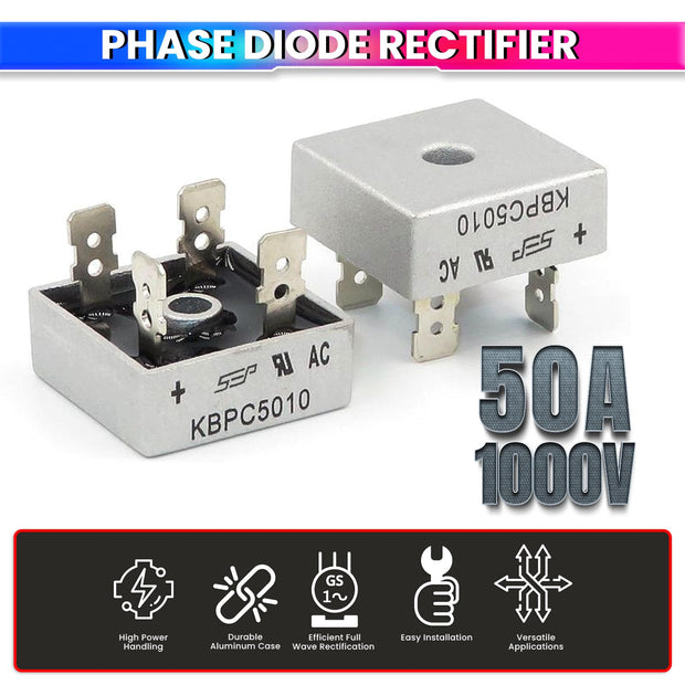 Single-Phase Bridge Rectifier, Aluminum Case Converter for Welding, Solar & Industrial Use
