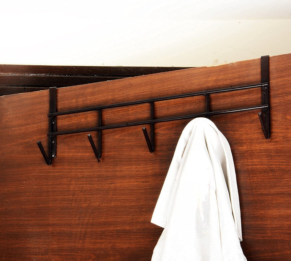 Over Door Hook Hanger- 5 Hooks, No Drill Steel Rack for 4 cm Thick Door amiciKart c0tmiz-hs.myshopify.com