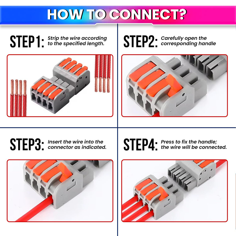 Fast Wire Clip Connectors– Quick Disconnect, No Twisting or Extra Wiring Needed