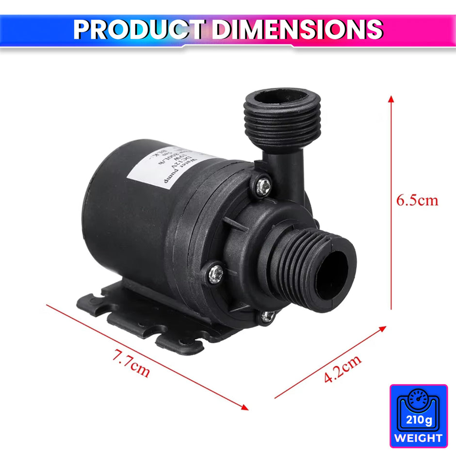 amiciFlo DC 24V Water Pump | Ultra-Quiet Submersible Pump with 780L/H Flow and 3.5M Lift Height, Durable Brushless Motor