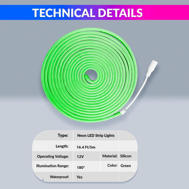 Green 5M LED Strip Light Flexible Waterproof Decorative String For Diwali, Christmas or Home Décor