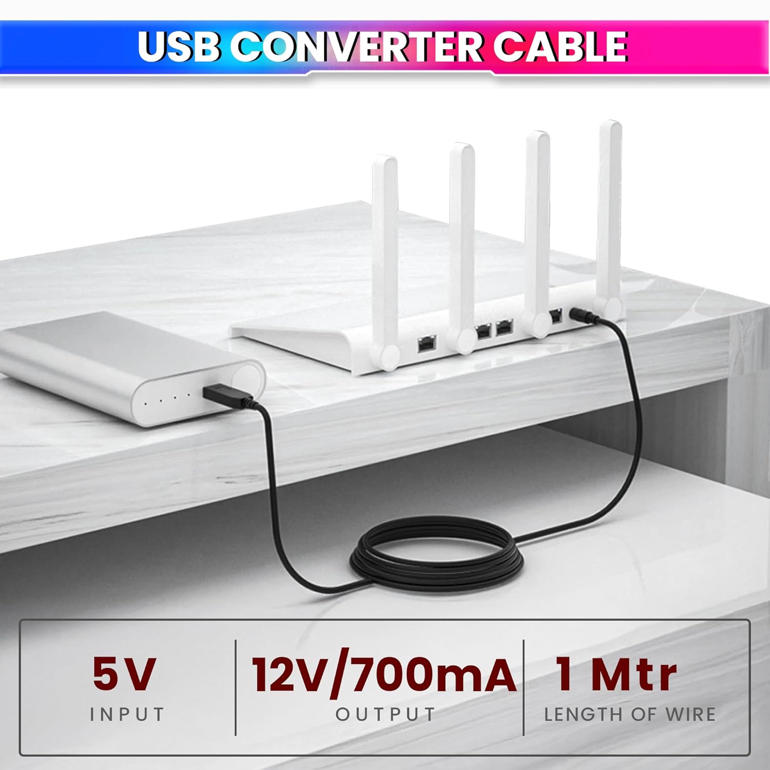 USB Power Line DC 5V to 5V Converter Adapter Cable with 2.1x5.5mm DC Plug
