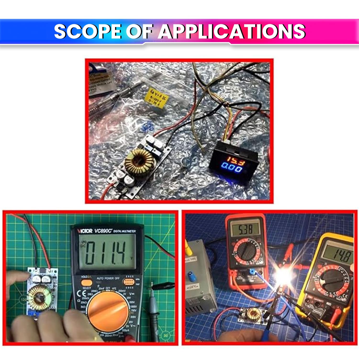 10A Boost Converter, 8-48V Input to 12-50V Adjustable Output Step-Up Module