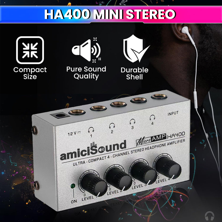 Mini Stereo Headphone Amplifier with Power Adapter