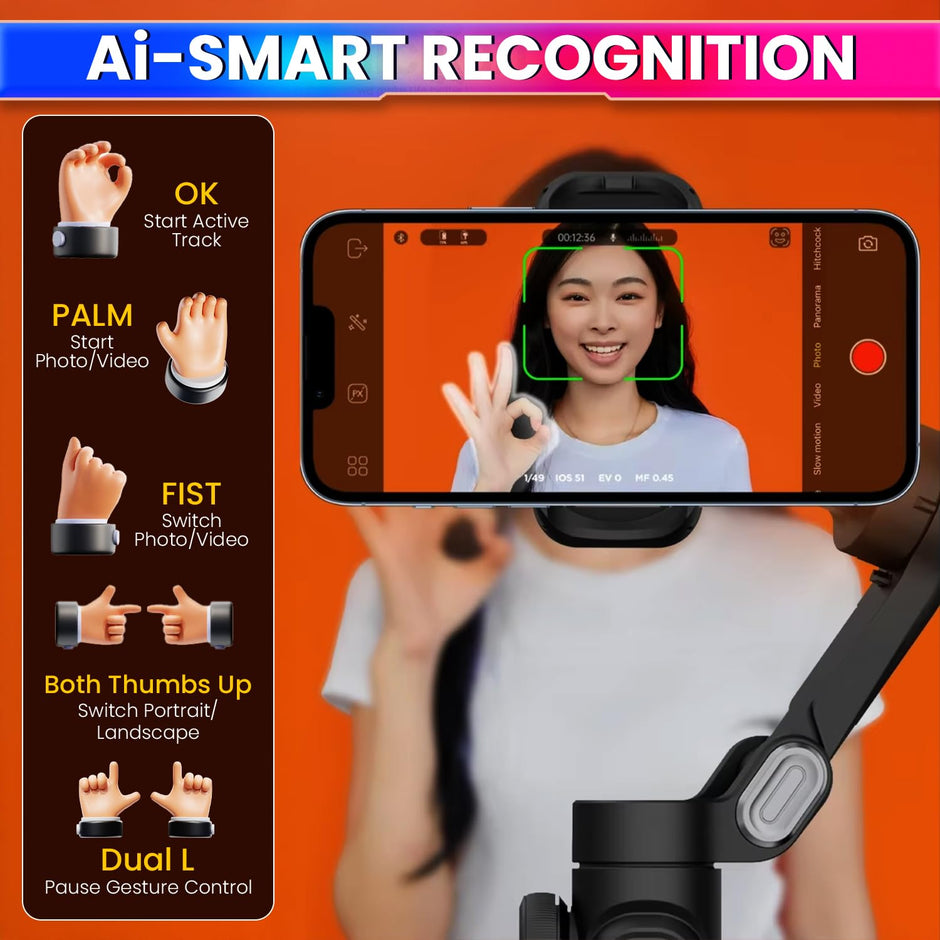3-Axis Foldable Smartphone Gimbal Stabilizer-Anti-Shake 7.0,Face/Object Tracking