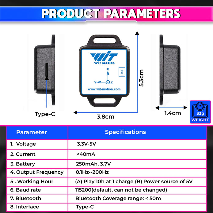 9-Axis Gyro Sensor – Accelerometer, Magnetometer & Inclinometer with Kalman Filter (Bluetooth 5.0)