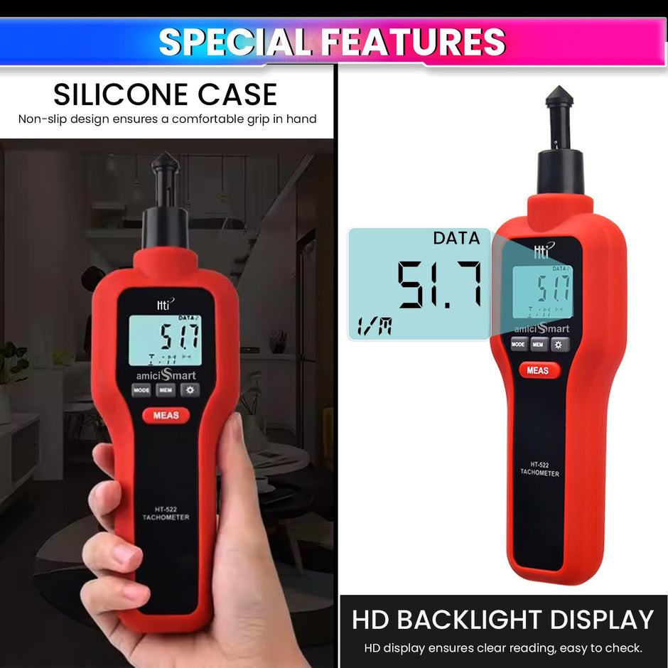 Laser Rpm Device 2-in-1 Digital Laser Tachometer RPM Meter, Handheld with 9V Battery (U ...