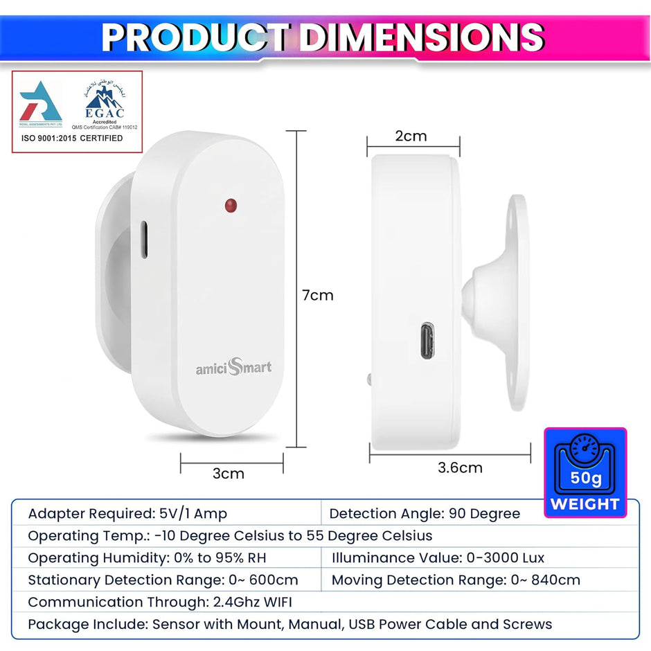 24G mmWave Human Presence Sensor WiFi Radar Detector for Smart Home | App Control