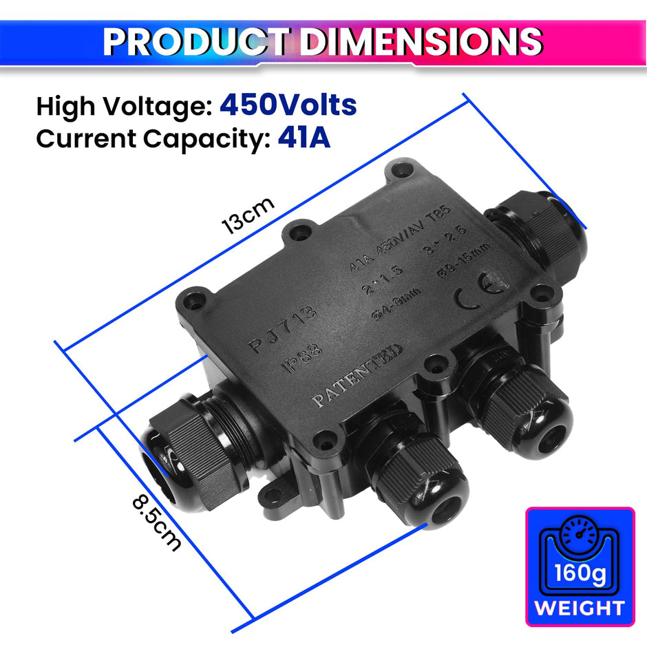Junction Box – IP68 Waterproof Heavy-Duty Electrical Connector(450V 41A)for Cable Terminals amiciKart