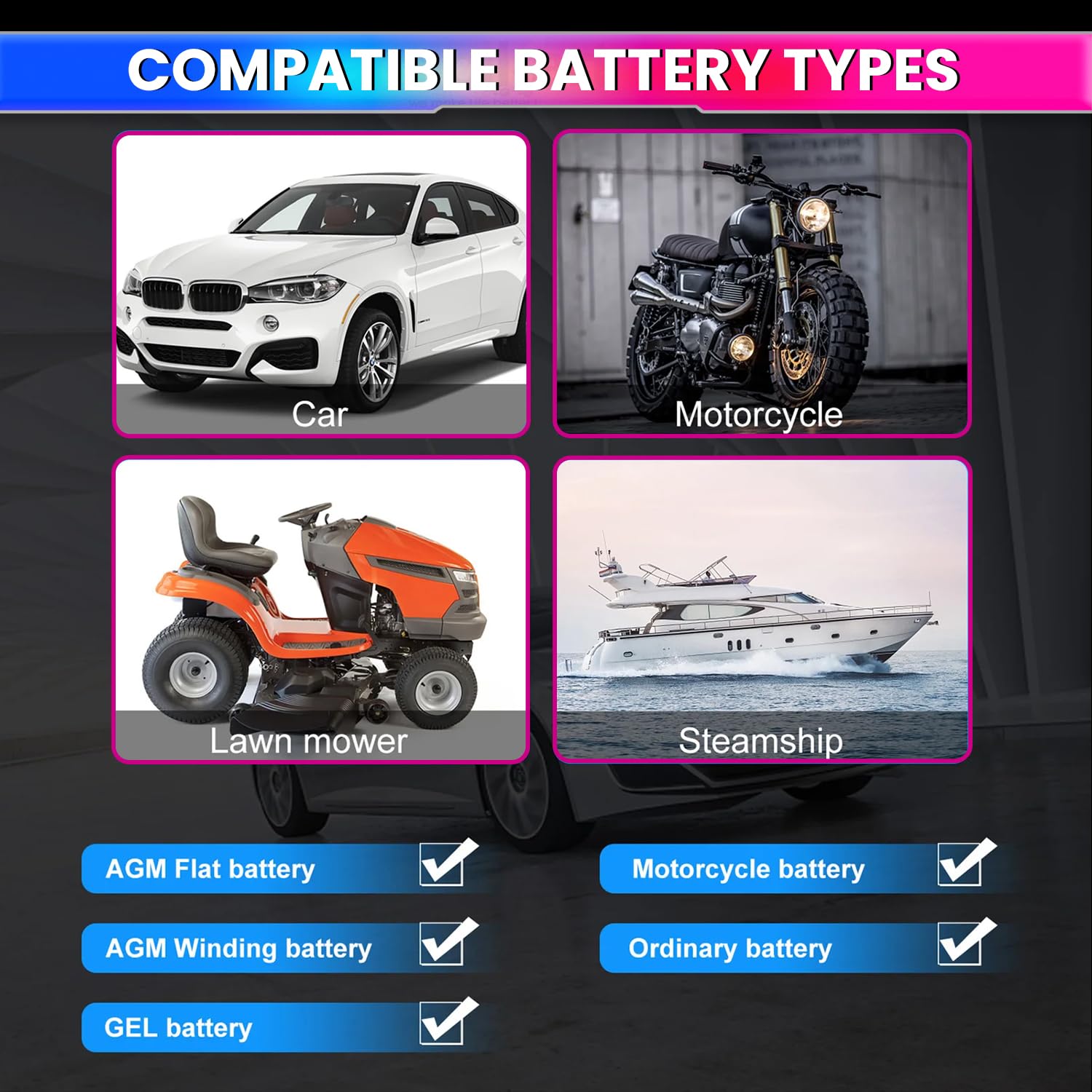 Wireless Car Battery Analyzer – 100~2000 CCA, 6/12V Cranking & Charging Tester with Bluetooth App