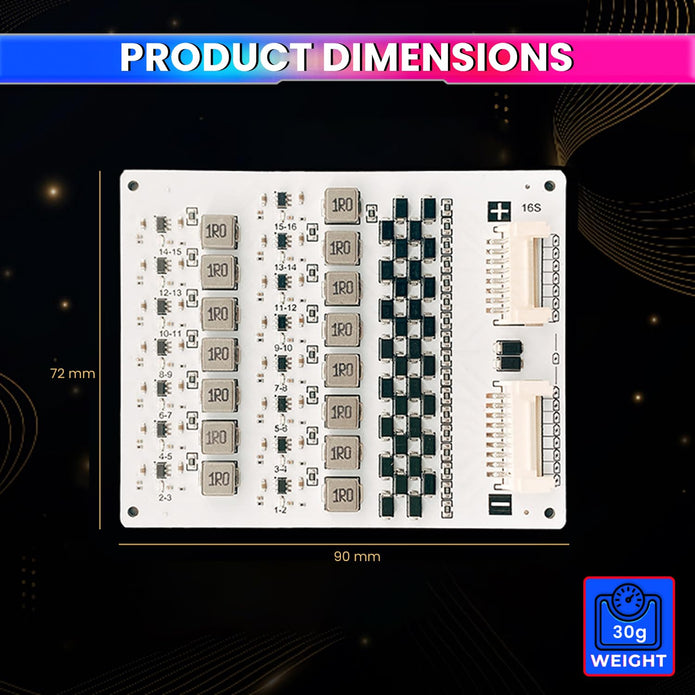 16S 2A Active Energy Balancer Board – Inductive Voltage Energy Equalization for LiFePO4 / Li-ion / LTO Battery Packs (3.0V–4.2V per Cell)