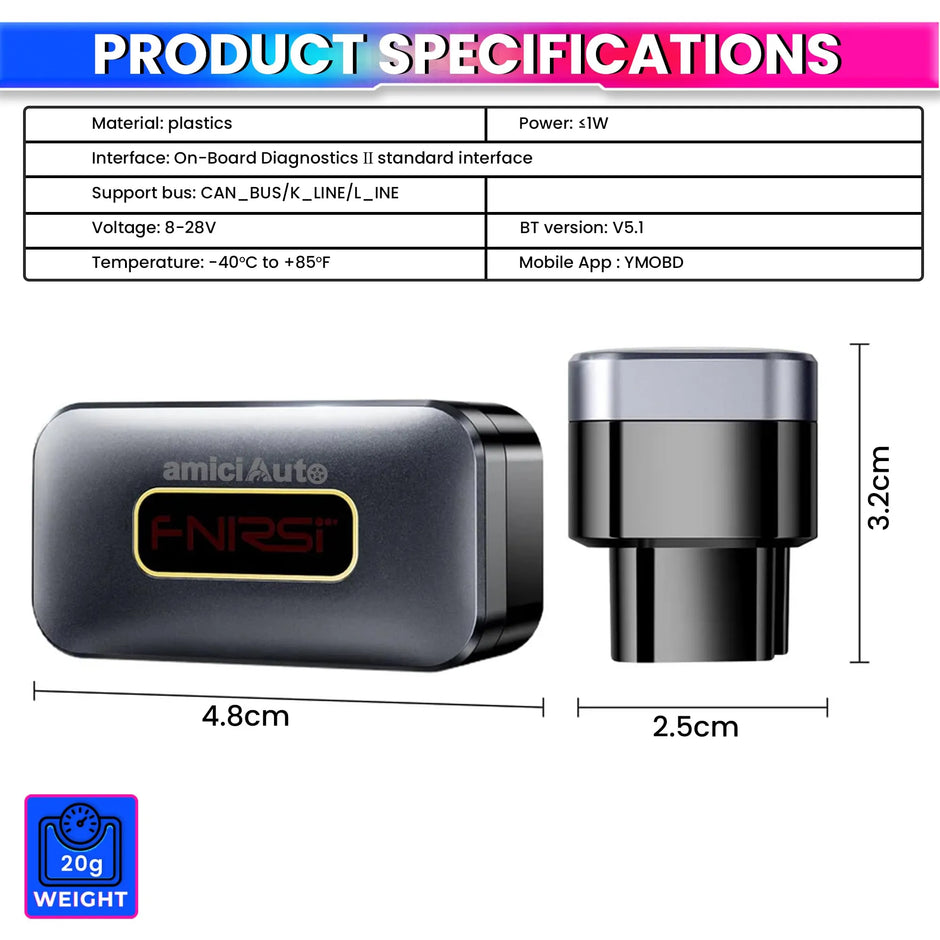OBD2 Bluetooth 5.1 Car Scanner Full-System Code Reader with 12 Functions, Fault Detection & Performance Tests