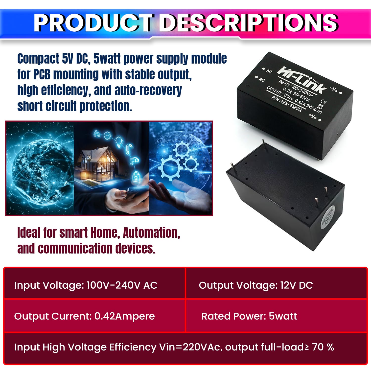 AC to DC Power Supply PCB Module 220V AC to 12V DC 5W – Compact & Efficient Buck Converter for DIY & Industrial Use