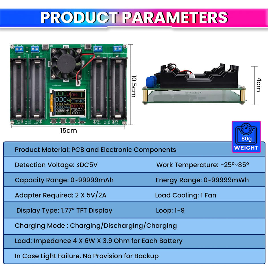 Battery Capacity Tester for 18650 Battery Type