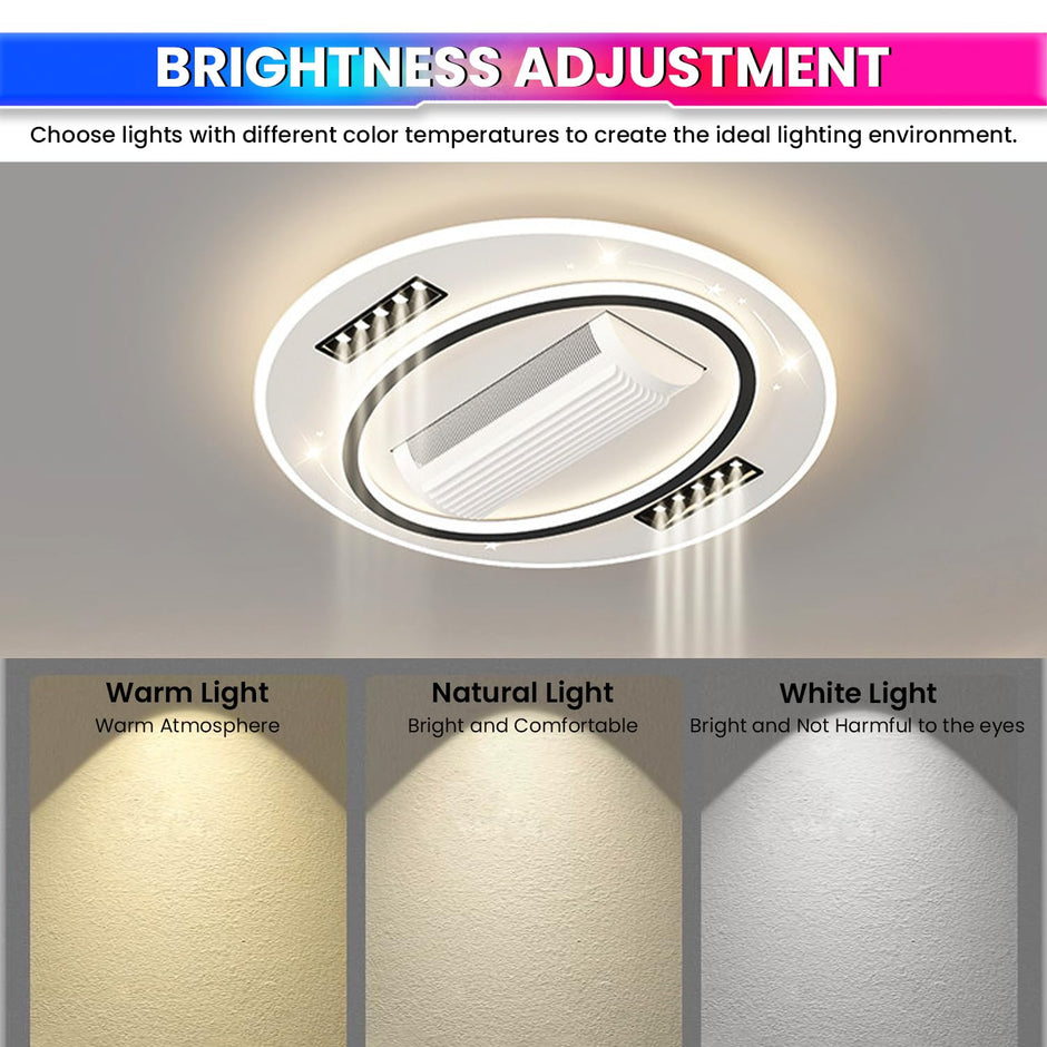 Bladeless Ceiling Fan with Integrated LED Lighting | Remote Control | Adjustable Speed & Brightness