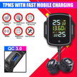 Bike TPMS, 3-in-1 Tyre Pressure Monitoring System with QC 3.0 Fast Charging & Battery Voltage Monitoring