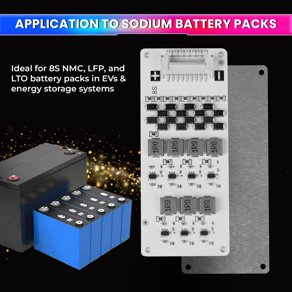 8S 2A Active Energy Balancer Board – Inductive Voltage Energy Equalization for LiFePO4 / Li-ion / Lipo / LTO Battery Packs (3.0V–4.2V) amiciKart