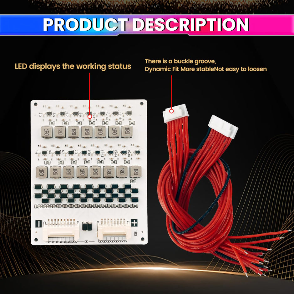 16S 2A Active Energy Balancer Board – Inductive Voltage Energy Equalization for LiFePO4 / Li-ion / Lipo / LTO Battery Packs (3.0V–4.2V) amiciKart