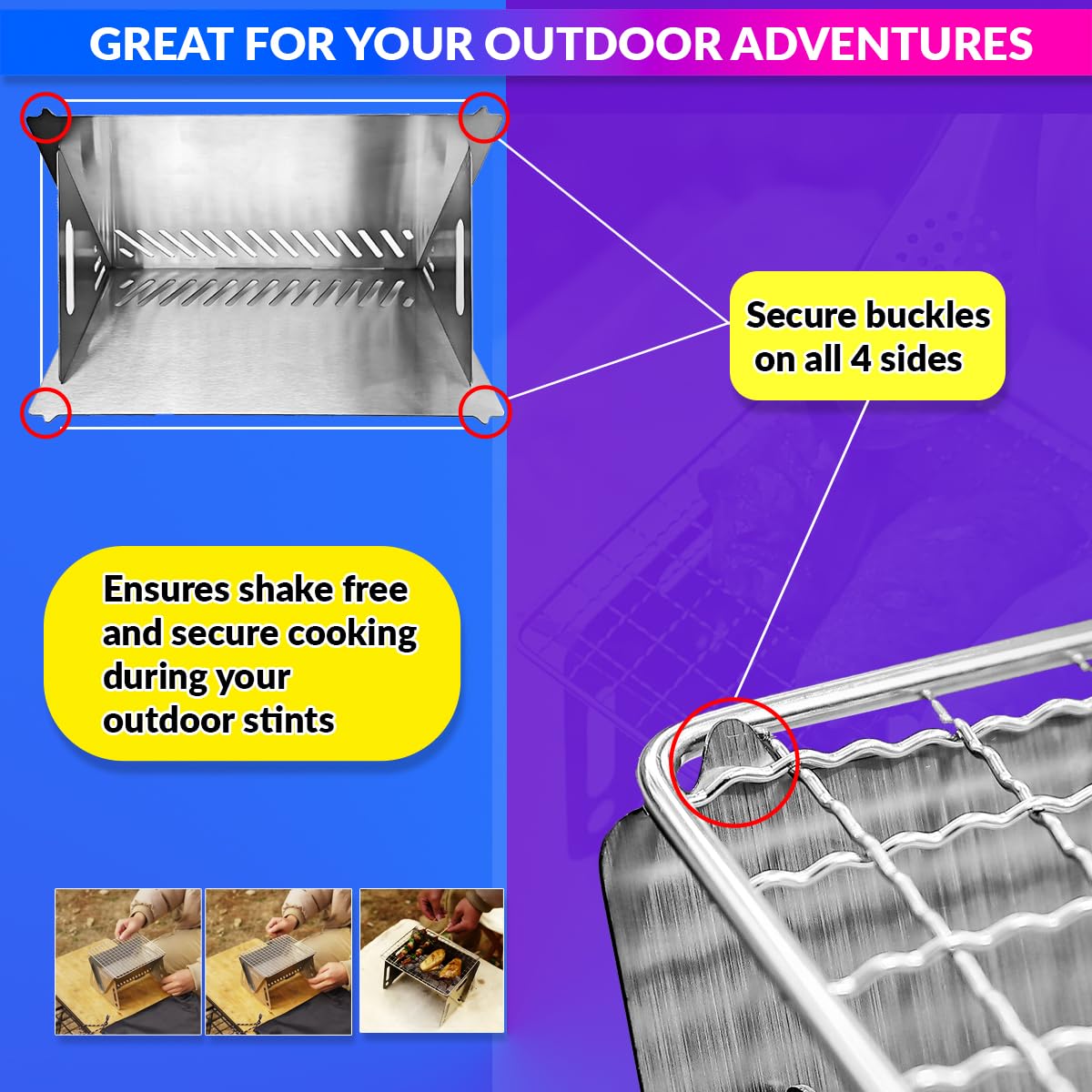 Mini Portable Charcoal Grill, Stainless Stell Compact BBQ Grill for Camping, Picnic, Outdoor Cooking amiciKart c0tmiz-hs.myshopify.com