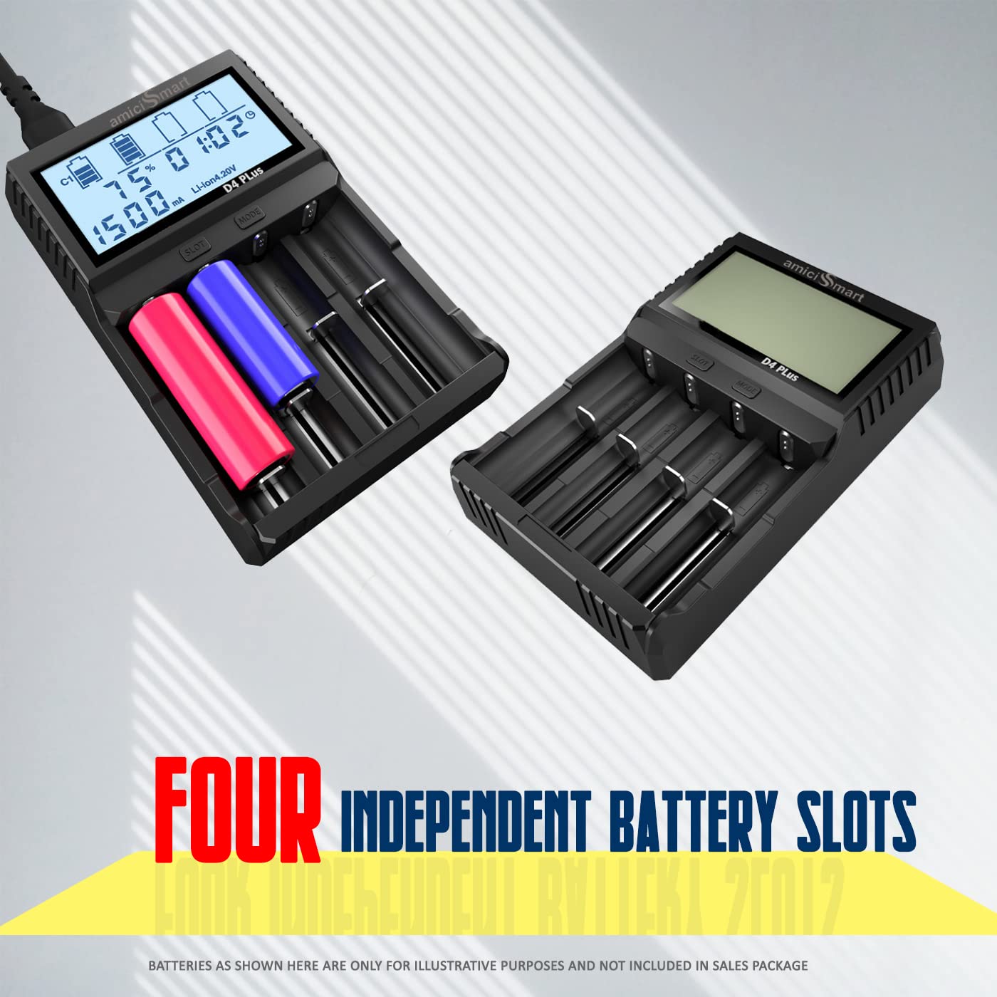 Intelligent 4-Slot Battery Charger with LCD Display & Adjustable Current amiciKart c0tmiz-hs.myshopify.com