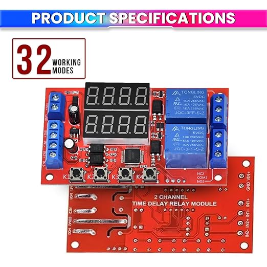5V 10A Adjustable Time Delay Relay Module – 32 Modes Dual LED Timer Switch, Digital Display amiciKart c0tmiz-hs.myshopify.com
