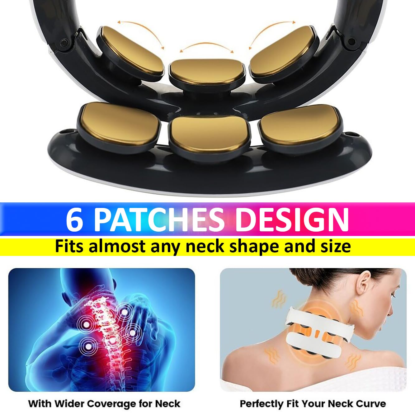 Electric Pulse Neck Massager with 6 Heads, Electrode Pad, Heat Therapy, 4 Massage Modes amiciKart c0tmiz-hs.myshopify.com