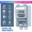 amiciSmart 230V 30A Digital Programmable Timer Switch with Loop Mode | IP65 Waterproof | 20 ON/Off Schedules | LCD Display | Auto Keyboard Lock |