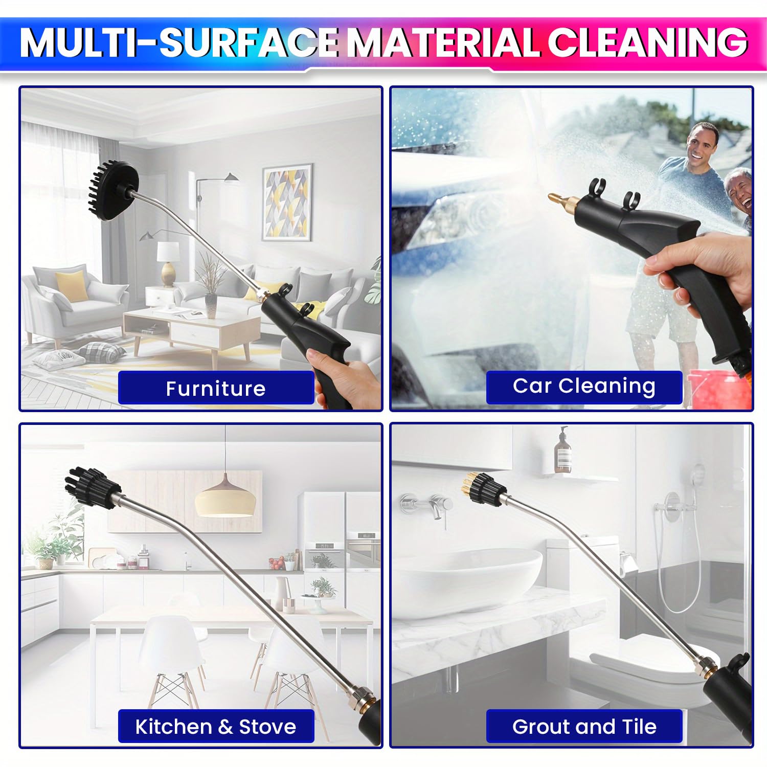 1300W High-Pressure Steam Blasting Machine Portable Steam Cleaner with 1.5L Water Tank