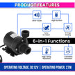 amiciFlo DC 24V Water Pump | Ultra-Quiet Submersible Pump with 780L/H Flow and 3.5M Lift Height, Durable Brushless Motor