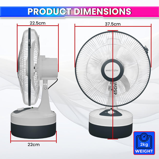 Rechargeable – Portable Table Fan with 14-Hour Battery Backup, Silent Operation, Table Mount