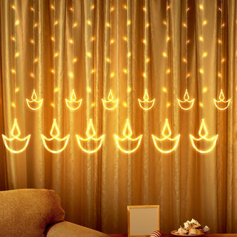 Diya Curtain Decorative Fairy String Light with 138 LEDs and 8 Lighting Modes for Festivals or Home Decor amiciKart