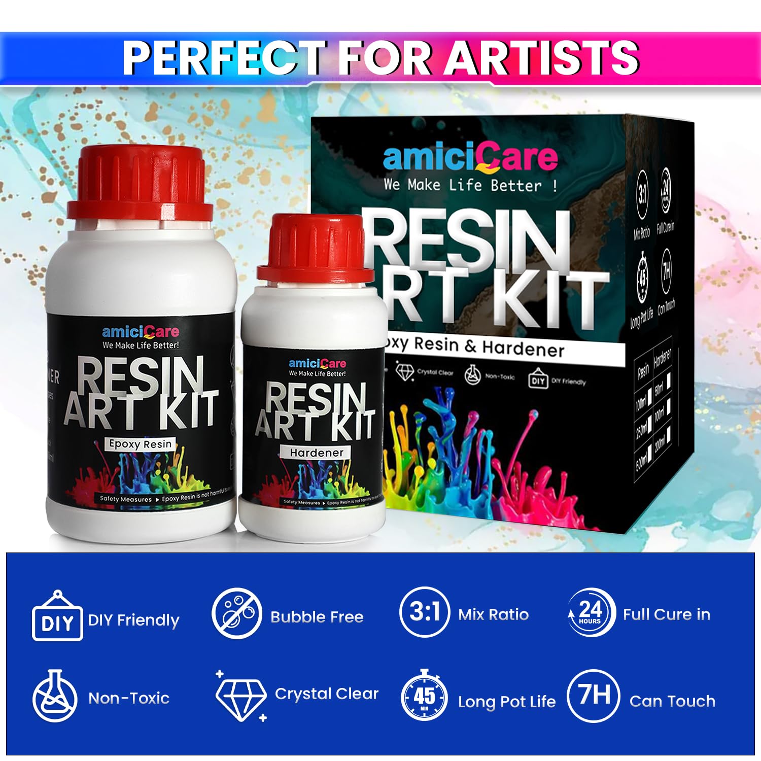 Epoxy Resin Art Kit – Crystal Clear High Gloss Resin for DIY Crafts ( 350ml )