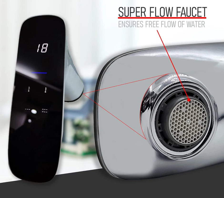 Touchless Thermostatic Water Mixer Tap Digital Display Adjustable Temperature & Flow Hot & Cold Automatic Mixing