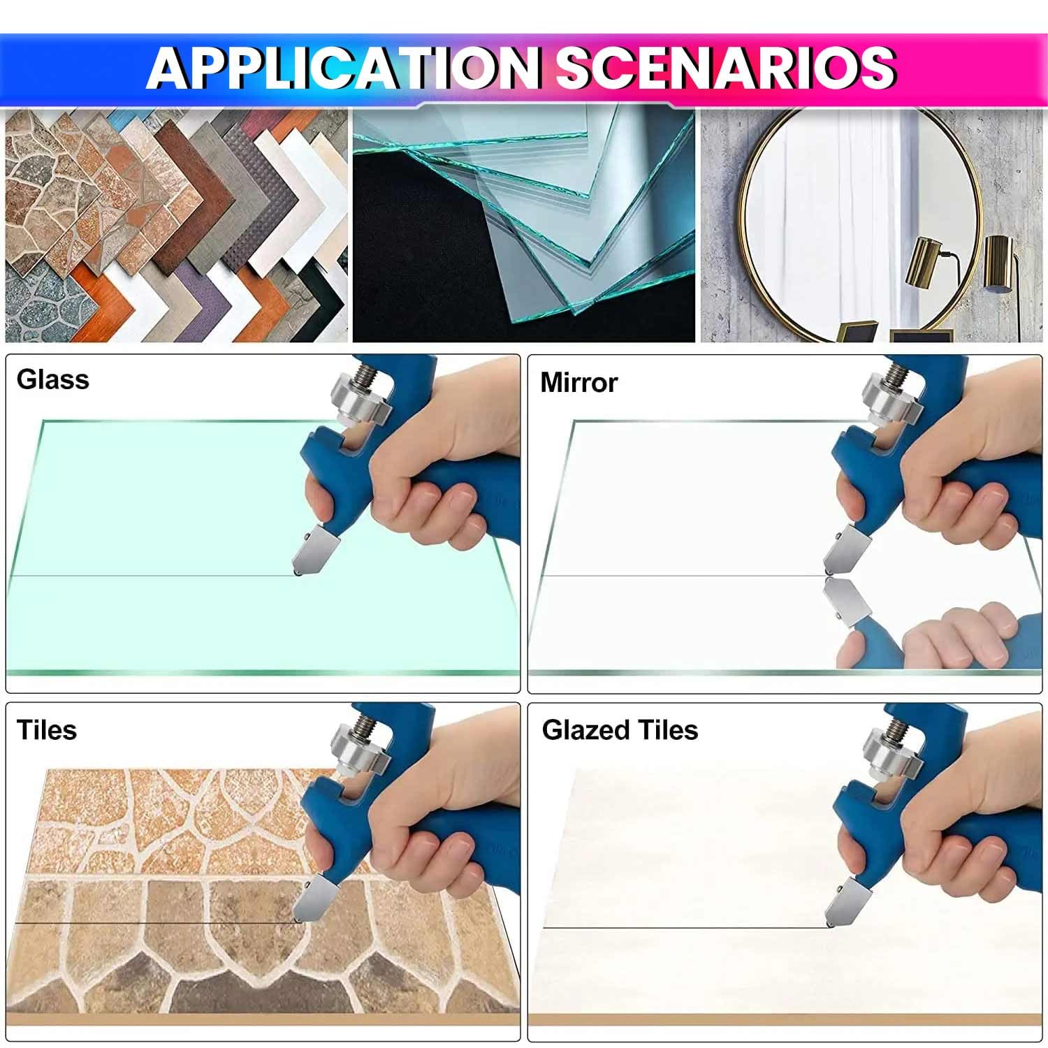 2 in 1 Tile/Glass Cutter, Hand Tool for Cutting Ceramic Tile, Mirror, Glazed Tiles amiciKart c0tmiz-hs.myshopify.com