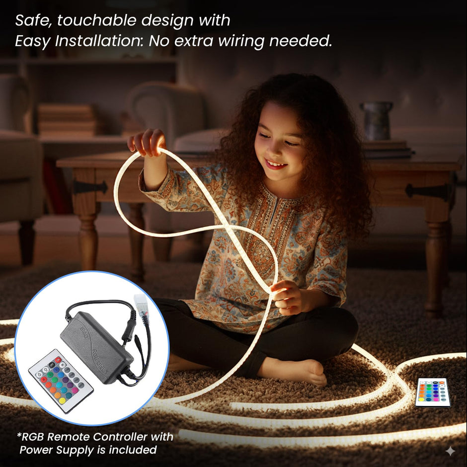 White 40m LED Rope Light with Flexible & Adjustable Decorative Lighting Strip for Home Or Festive Décor (120 LEDs/m) amiciKart c0tmiz-hs.myshopify.com