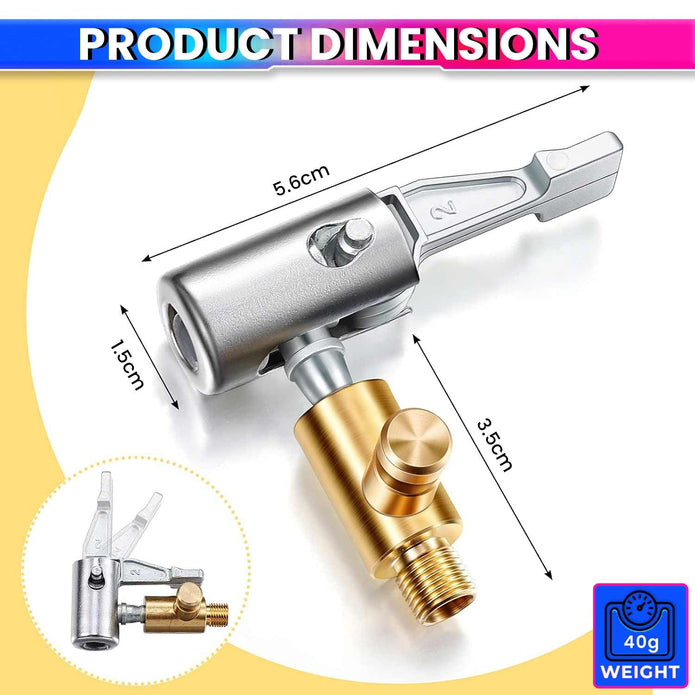 Universal Air Pump Nozzle for Inflator, Clip-Type Valve Adapter for Inflation & Deflation Leak-Proof Zinc-Alloy Connector
