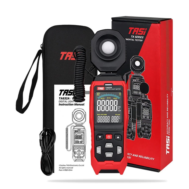 Dual-Power Luxmeter – 200K Lux Light Meter with 360° Rotating Sensor & Alarm