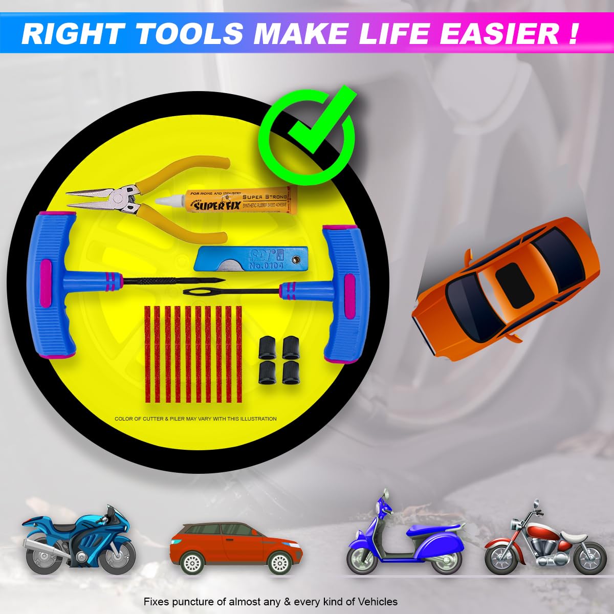 Tubeless Tyre Puncture Repair Kit with Rubberized Anti-Slip Hand Tools amiciKart c0tmiz-hs.myshopify.com