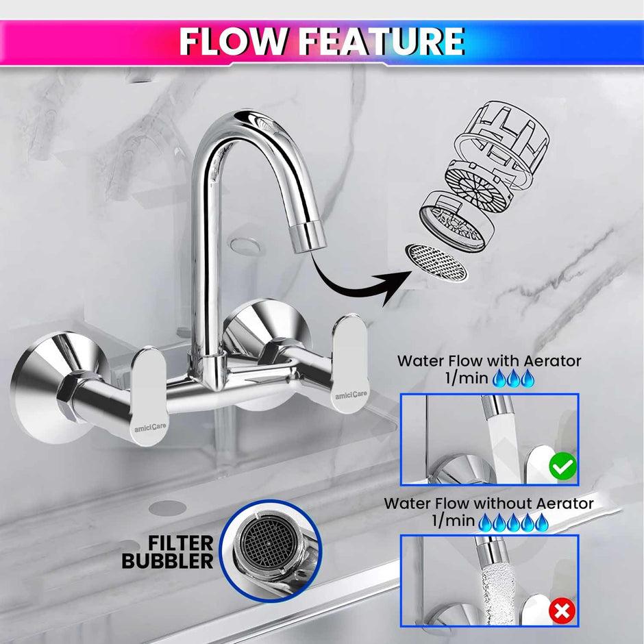 100% Pure Brass Sink Mixer Tap – Corrosion-Resistant Dual-Handle Hot & Cold Water Mixer