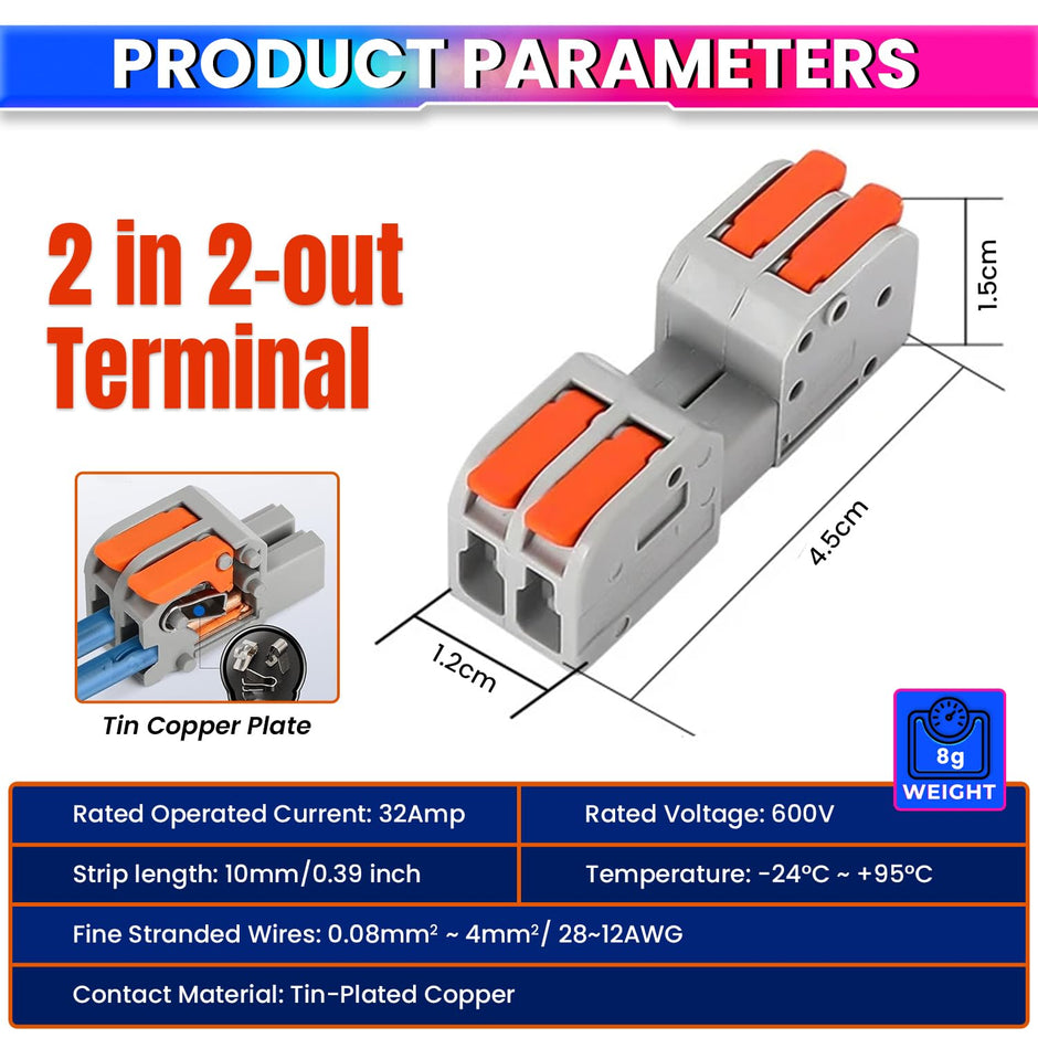 Fast Wire Clip Connectors– Quick Disconnect, No Twisting or Extra Wiring Needed