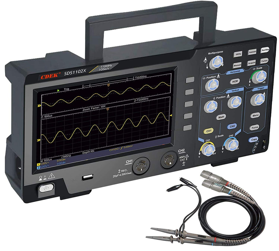 2 Channel Oscilloscope 110MHz Bandwidth 1GS Sampling Rate 7" LCD Display amiciKart c0tmiz-hs.myshopify.com