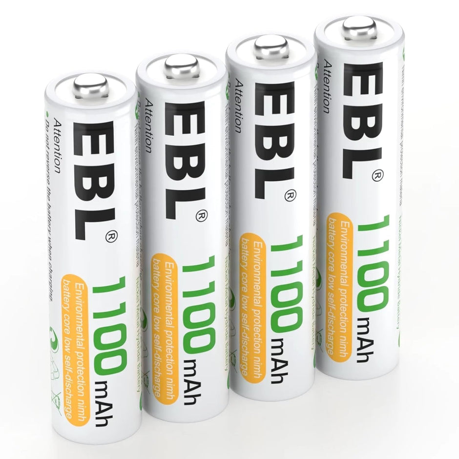 EBL AAA Rechargeable Batteries 1100mAh – High Capacity Ni-MH 1.2V AAA Batteries, Pack of 4