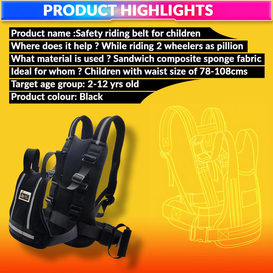 Baby Harness for Bike, Adjustable Safety Belt with Back Support (1–6 Years)
