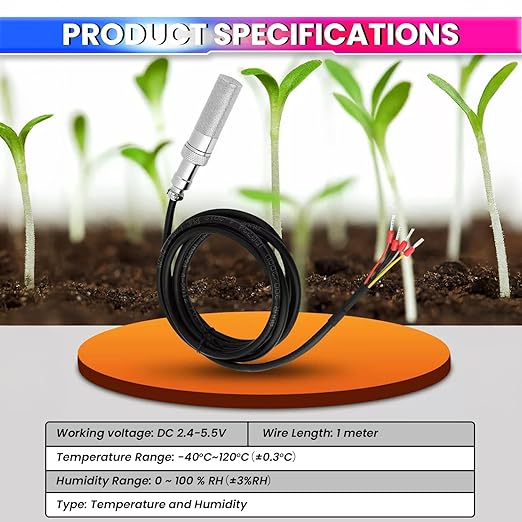 Digital Temperature & Humidity Sensor Probe – RS485 Modbus RTU Waterproof Transmitter